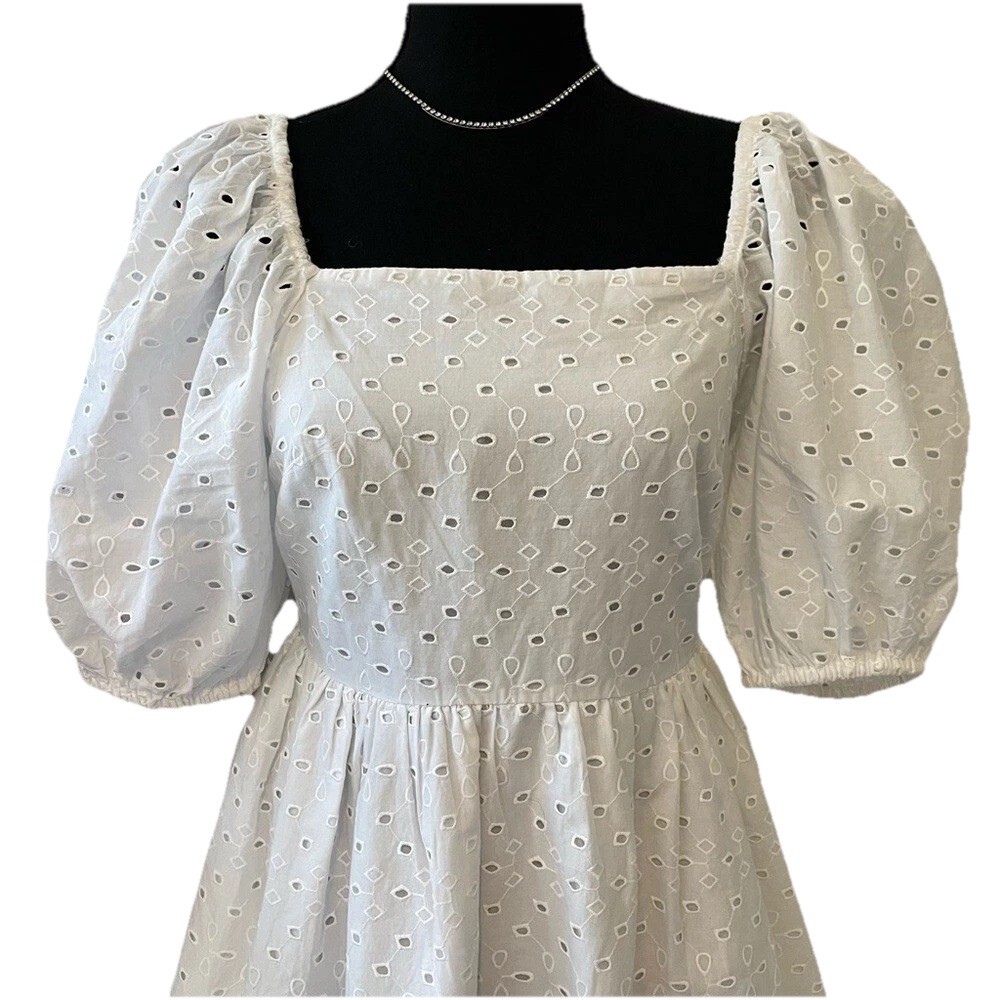 New Size XS Women’s A New Day Open Back Eyelet Mini Dress White Large NWT