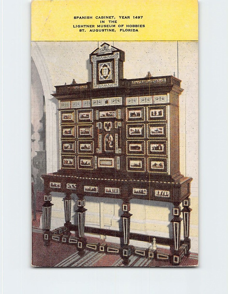 Postcard Spanish Cabinet Lightner Museum of Hobbies St. Augustine Florida USA