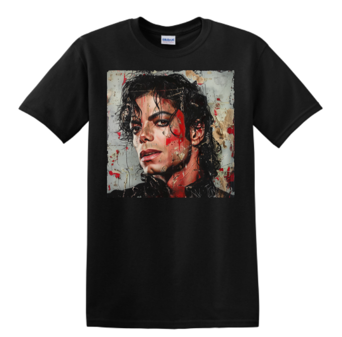 Michael Jackson Custom Abstract Portrait Watercolor Graphic T-Shirt Black-image
