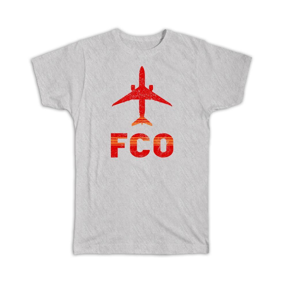 Gift T-Shirt : Italy Rome Fiumicino Airport FCO Travel Airline Pilot