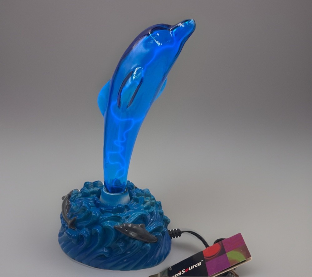 VTG LumiSource Dolphin Plasma Lamp Blue Ocean Wave Mini Electric Lamp Works 2005