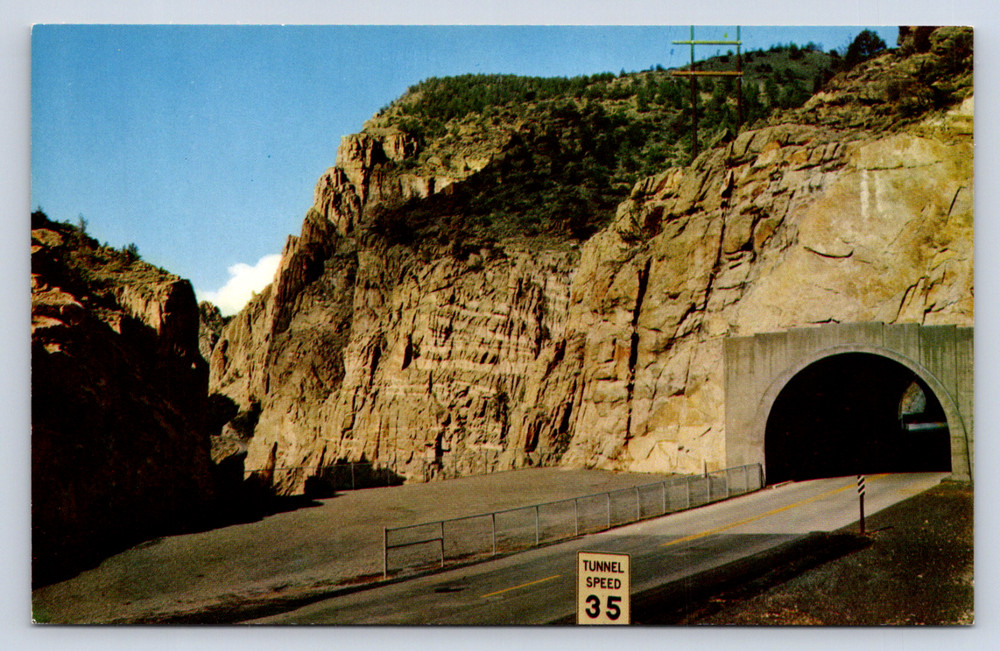 Vintage Postcard Cody Road to Yellowstone Tunnels Buffalo Bill Dam