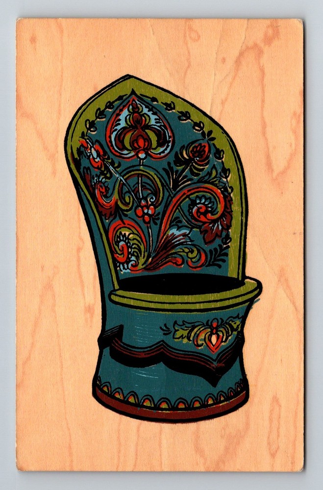 Norway- Painted Wooden Log Chair Souvenir Old Card View Vintage c1971 Postcard