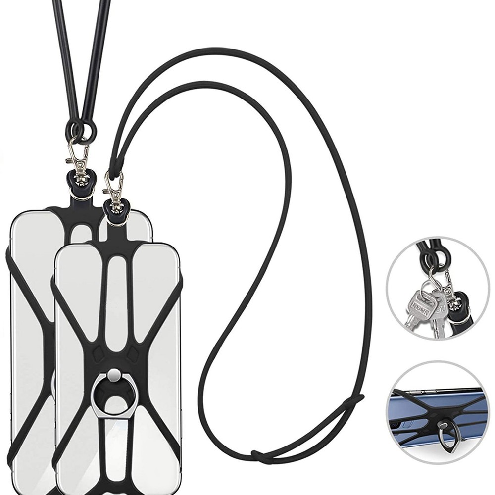 Cell Phone Strap Neck Lanyard Case Sling Necklace Cord Holder Silicone w/ Ring