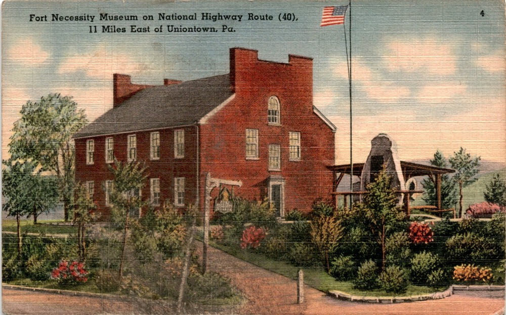 Fort Necessity Museum, National Highway Route (40), Uniontown, PA, Postcard