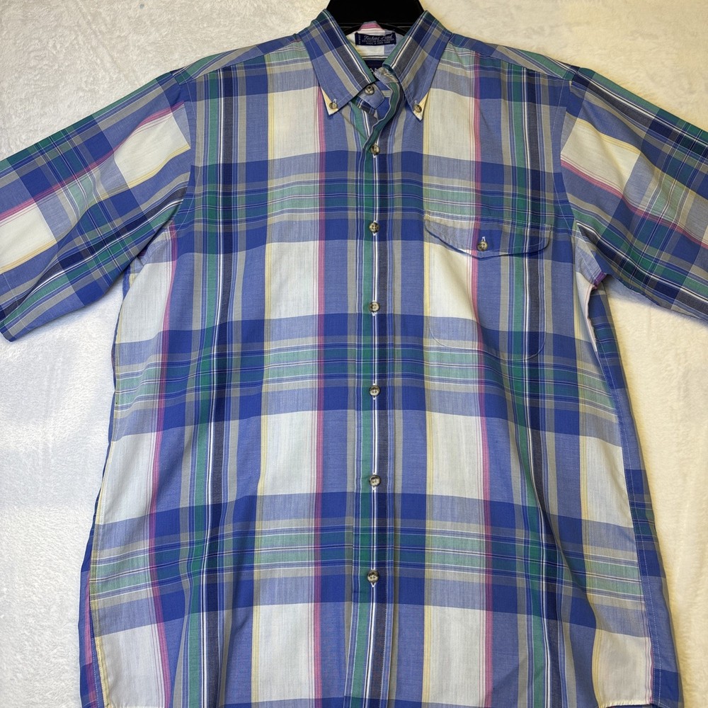 GANT Shirt Men's Size M Foxhunt Plaid  Multicolor Button Down Short Sleeve
