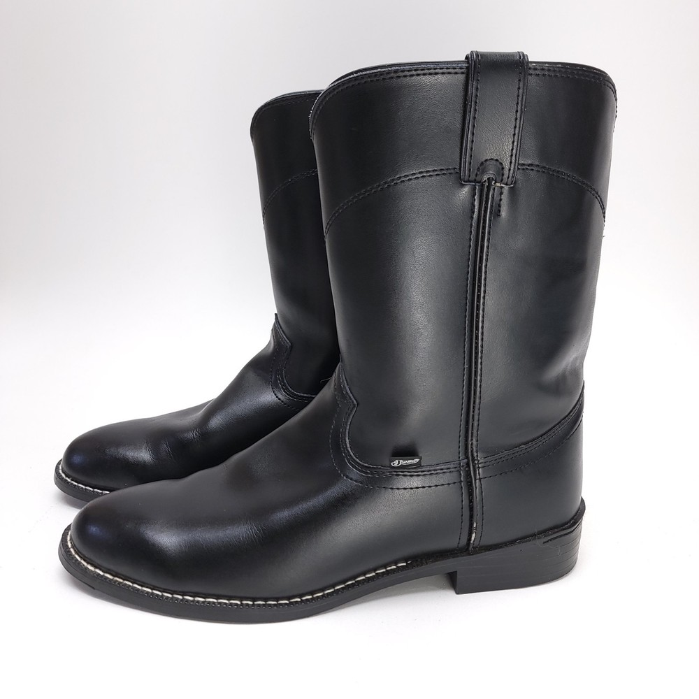 Justin JB3000 Mens Black Leather Work Boots Size 11.5 D Cowboy Casual