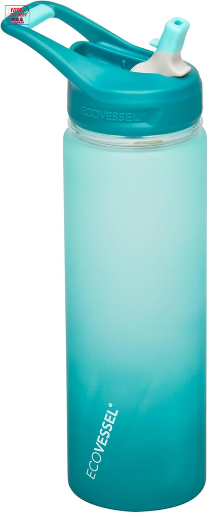 Tritan Sports Water Bottle with Flip Top Straw and Leak Proof Lid