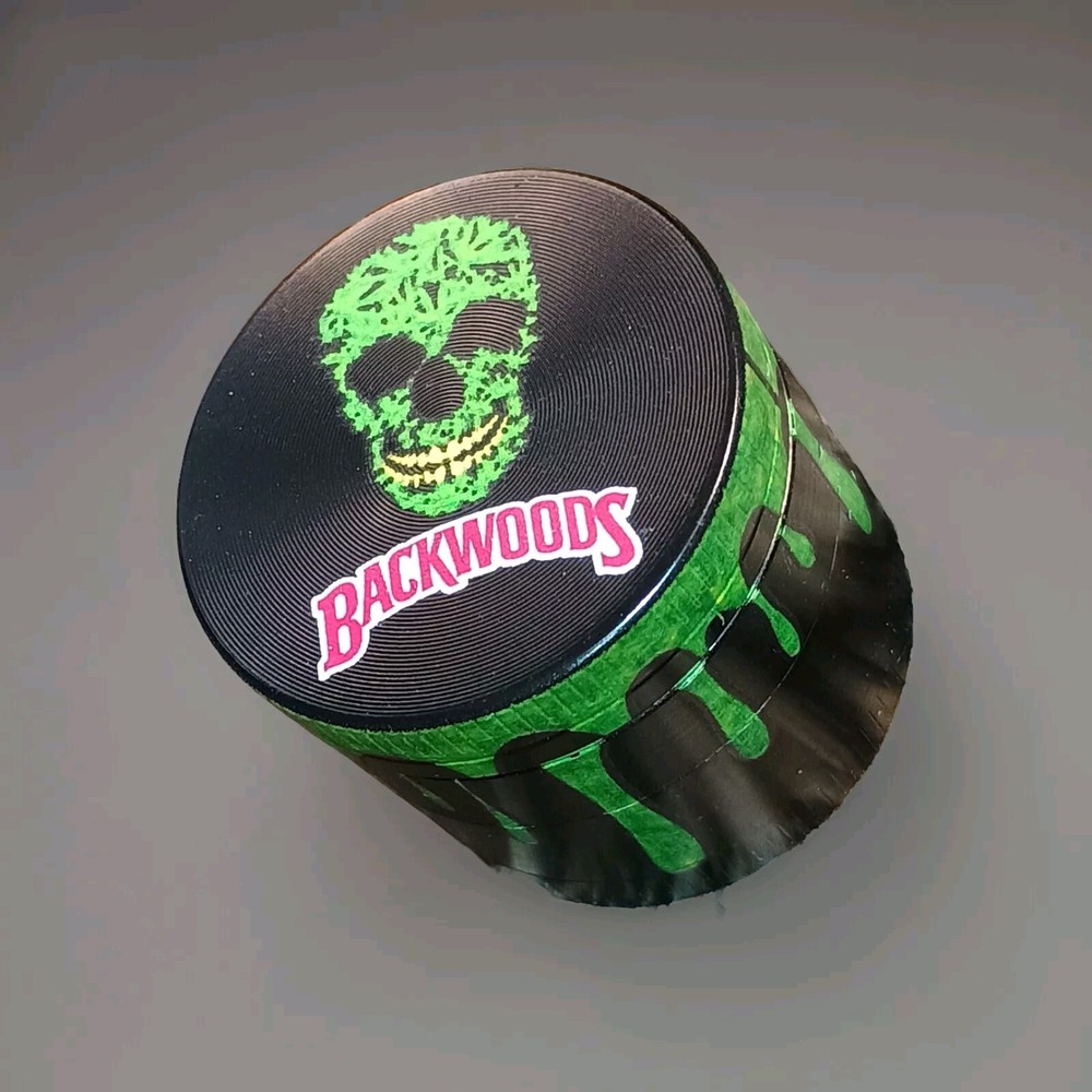 Tobacco Herb Grinder 40MM 4 Layer Skull Green Black Magnetic Top Backwoods(Small