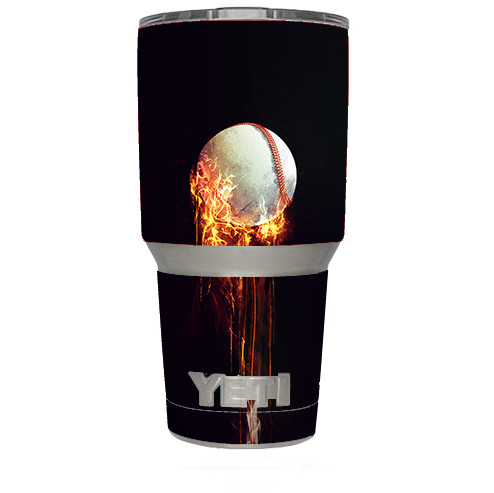 Custom Skin Decal Kit for Yeti 30 oz Tumbler - Fireball Baseball Flames Design