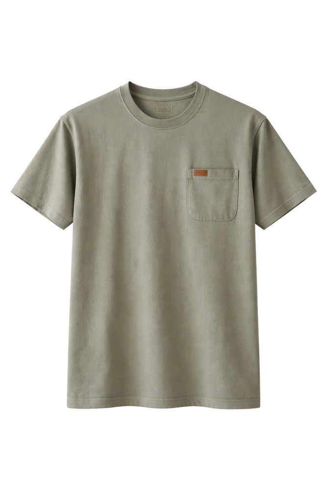 Pendleton Men’s Large Olive Green Pocket T Shirt Leather Logo Short Sleeve Crew