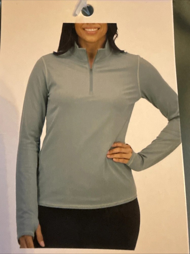 Soybu Women’s Long Sleeve 1/4 Zip Active Top, Green, Size S
