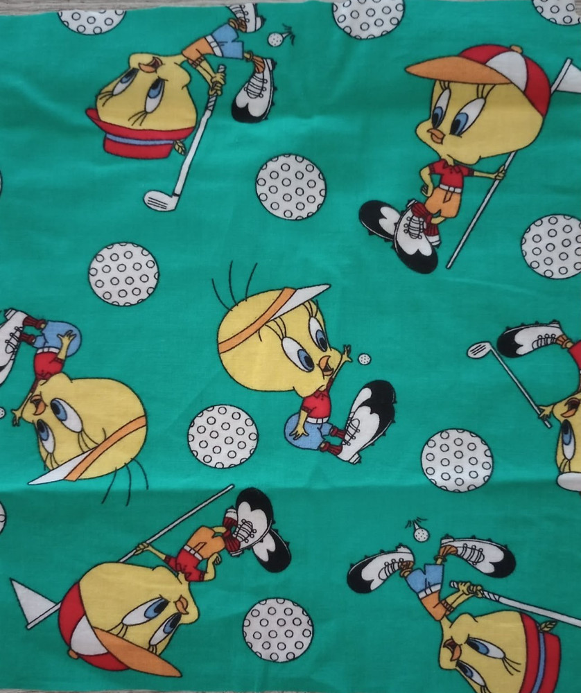 looney tunes tweety golf fun fabric piece 10 by 9 inch green 1pc new