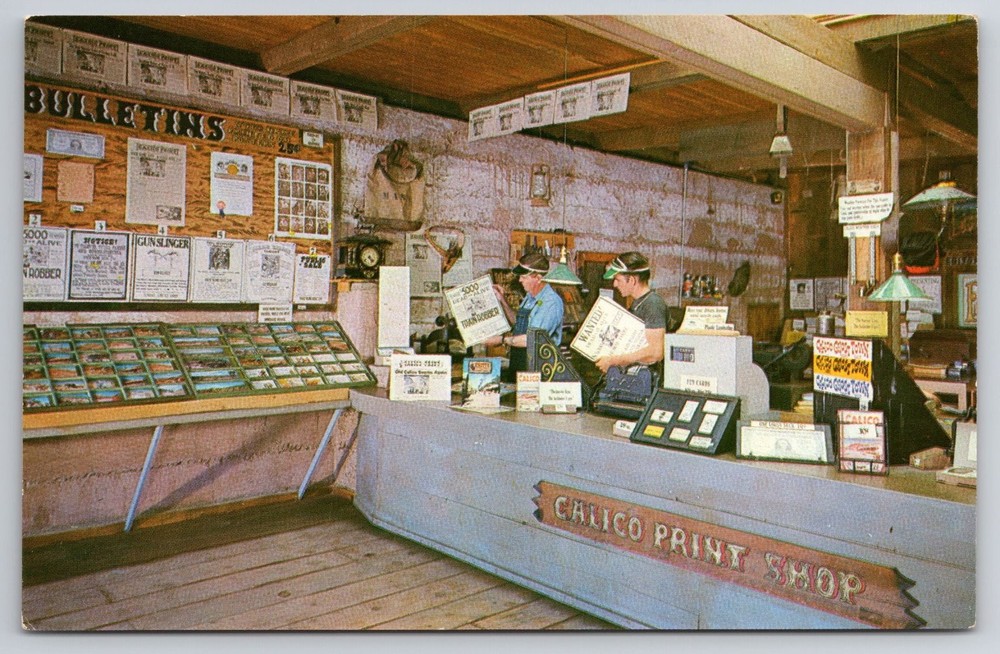 Calico Ghost Town Print Shop Postcard Yermo Barstow California Knott's Berry