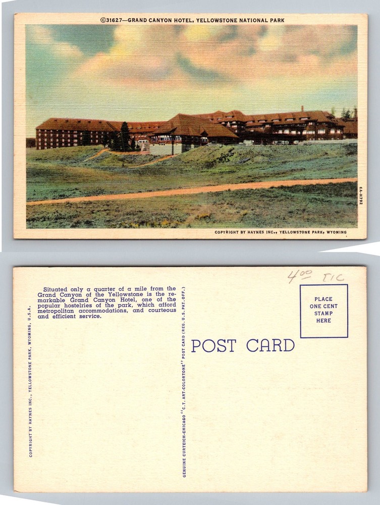 Yellowstone National Park, WY-Wyoming, Grand Canyon Hotel Vintage Postcard