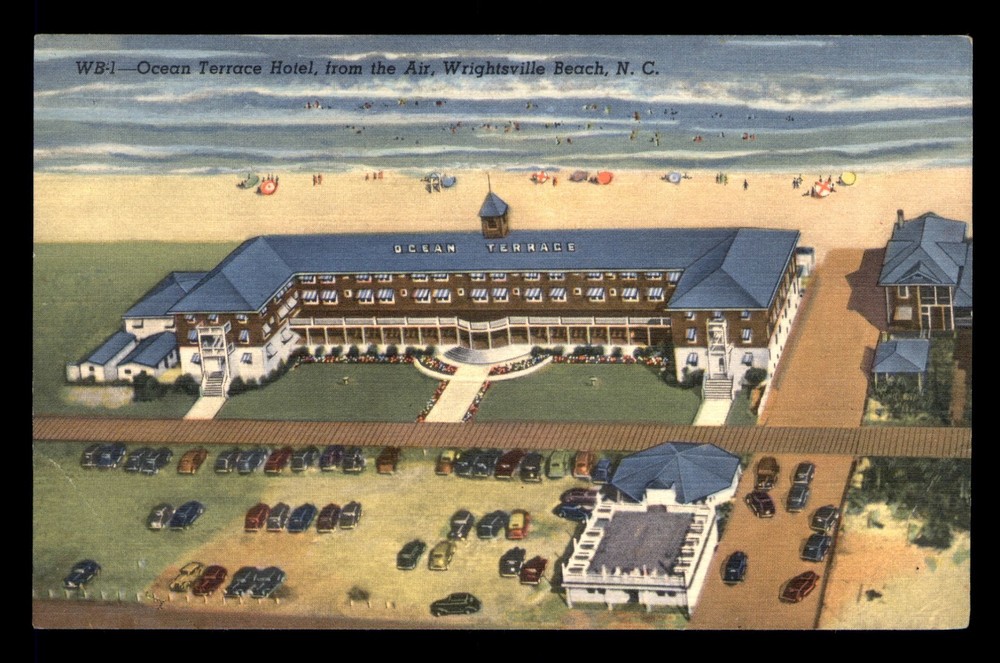 Ocean Terrace Hotel From The Air Wrightsville Beach NC Unp Postcard