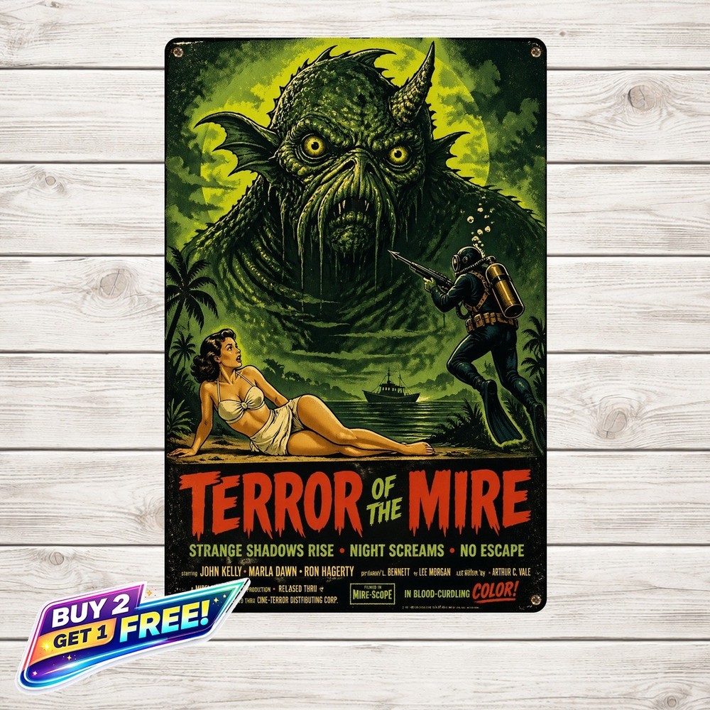 Horror Movie Character Theme Tin Metal Sign Retro Cinema Decor