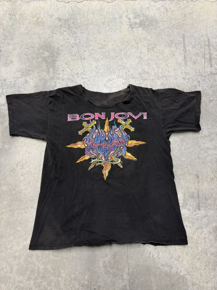 Bon Jovi - “Keep The Faith” 1993 Single Stitch Black Shirt - XL - Brockum