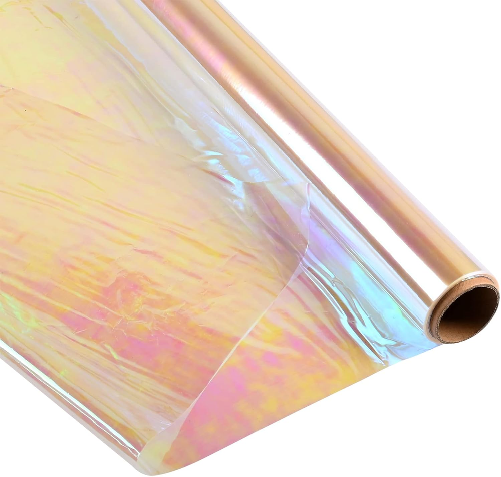 Iridescent Film Cellophane Wrap Roll I 34 in Wide X 50 Ft Long I for Gift Basket