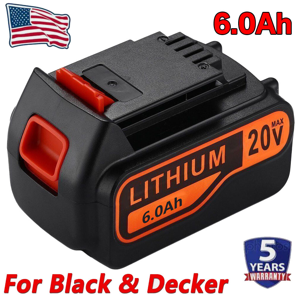 Black+Decker 20V Max 6.0Ah Lithium-Ion Battery LB20 LBXR20 LB2X4020