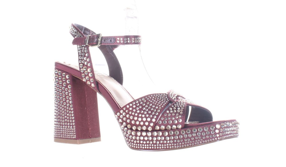 Vince Camuto Womens Pava Burgundy Ankle Strap Heels Size 6 7829424