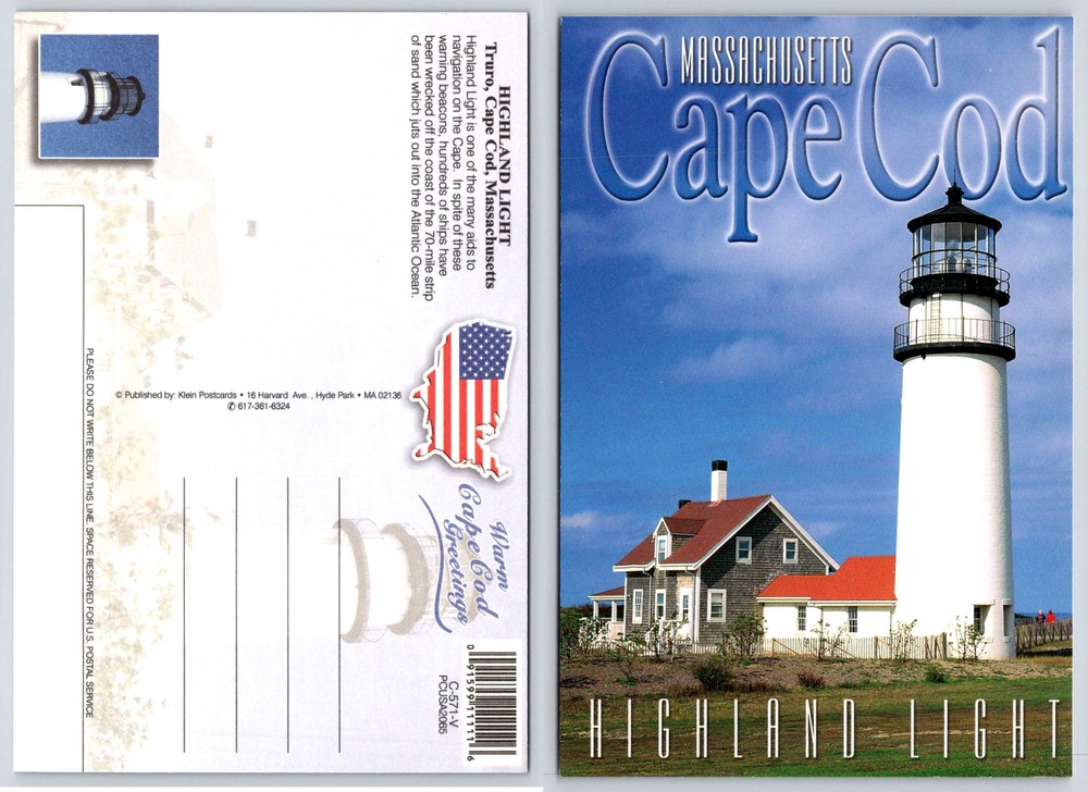 Truro Cape Cod Massachusetts HIGHLAND LIGHTHOUSE Postcard V280