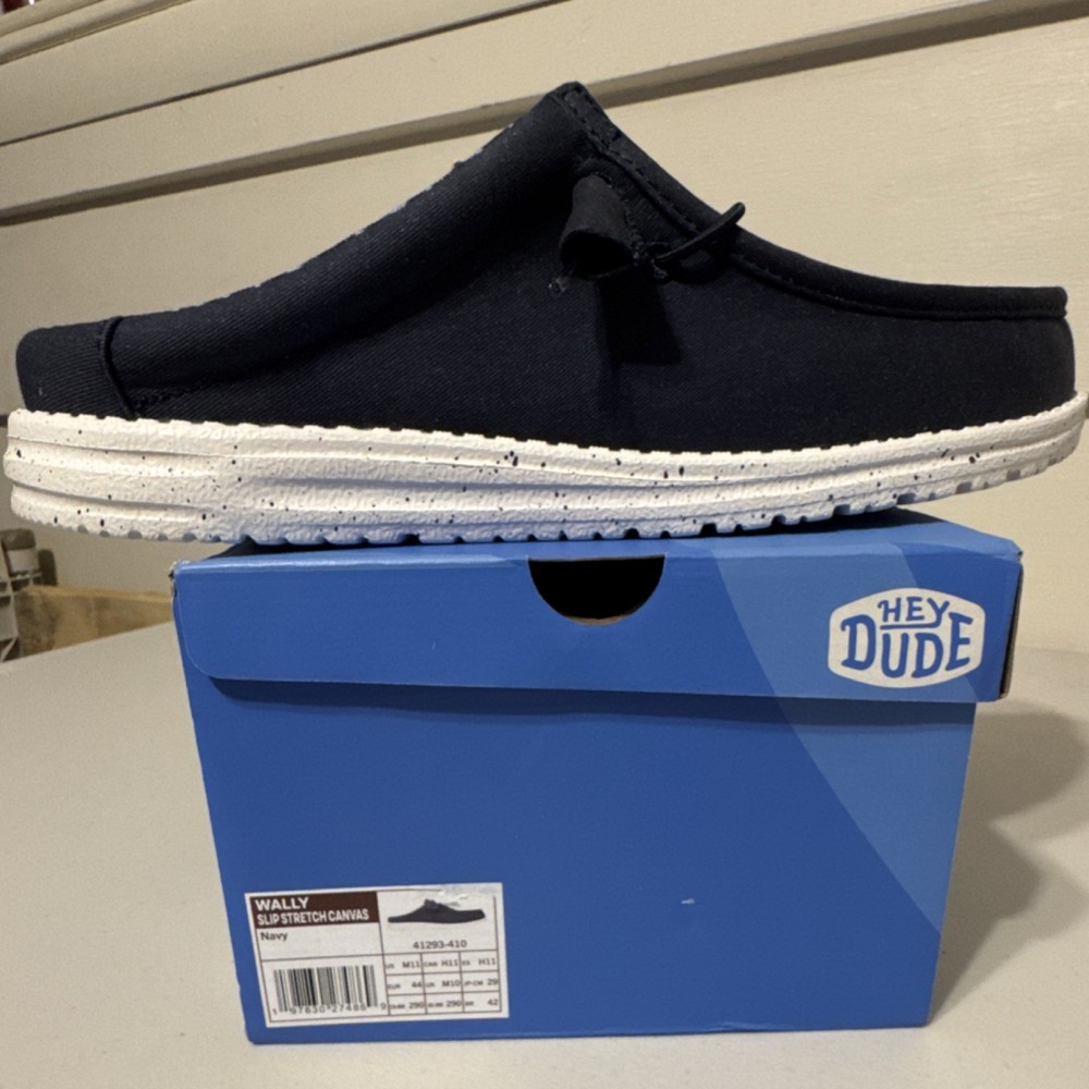 Hey Dude Wally SLP Stretch Canvas Navy Men's Slip-On Casual Shoes AU 11