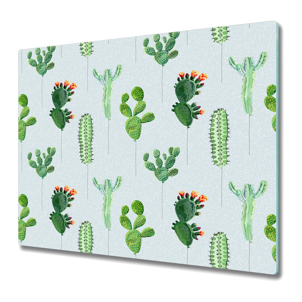 Glass Surface Protector Worktop Saver Balloon Cacti Leaves Watercolour 60x52