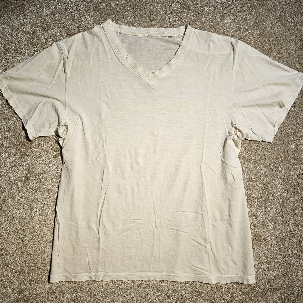 Vtg 90s Y2k Thin Worn White Blank Mens L T-Shirt Skate Sleeze Punk Thrashed Boho