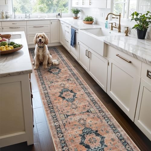 Hallway Washable Runner Rug - 2'6x12 Kitchen Rugs Entryway Rug Runner Vintage