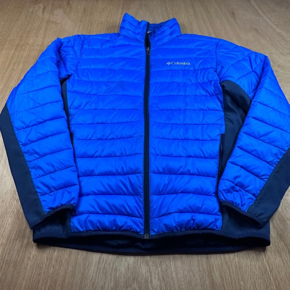 Columbia Men’s Powder Lite Hybrid Blue Puffer Jacket Full Zip Medium