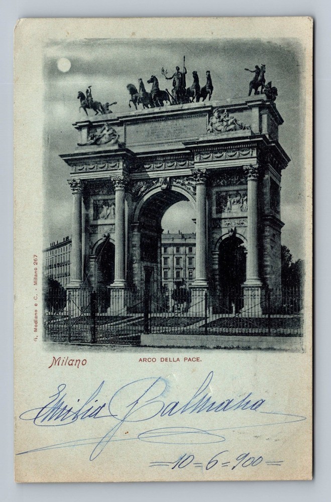 Italy- Milan Arch Of Peace Souvenir Old Postal Card PC View Vintage Postcard