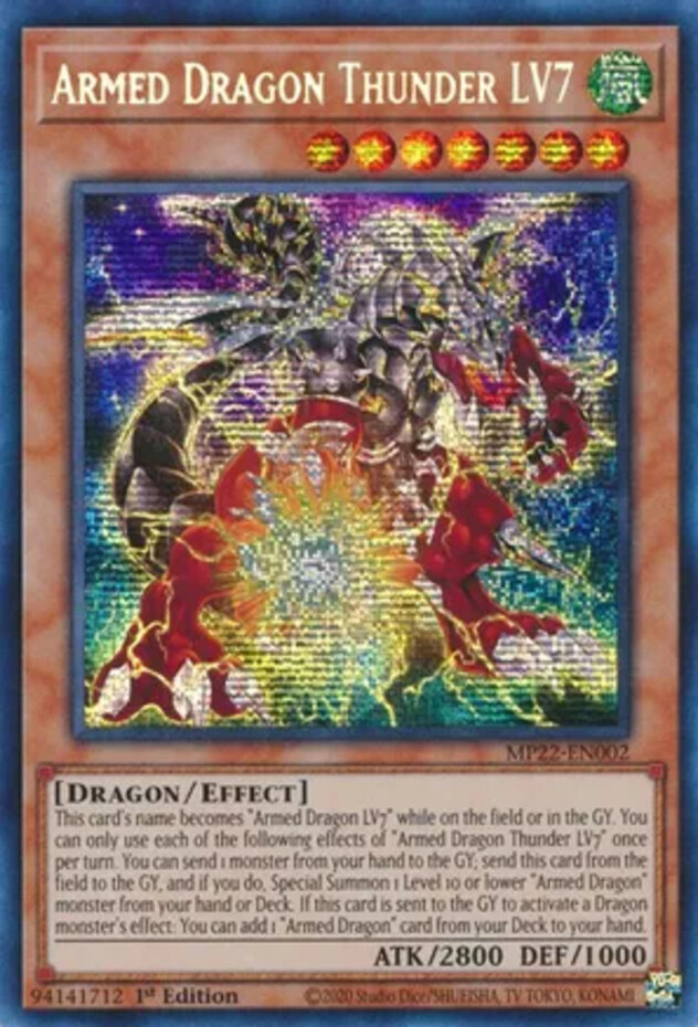 Yugioh! Armed Dragon Thunder LV7 - MP22-EN002 - Prismatic Secret Rare - 1st Edit