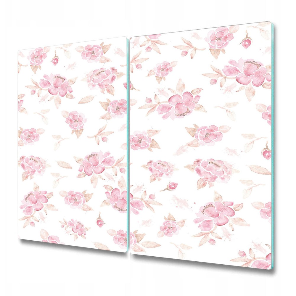 Glass Worktop Saver Kitchen Watercolour Blush Vintage Flowers Art 2x30x52