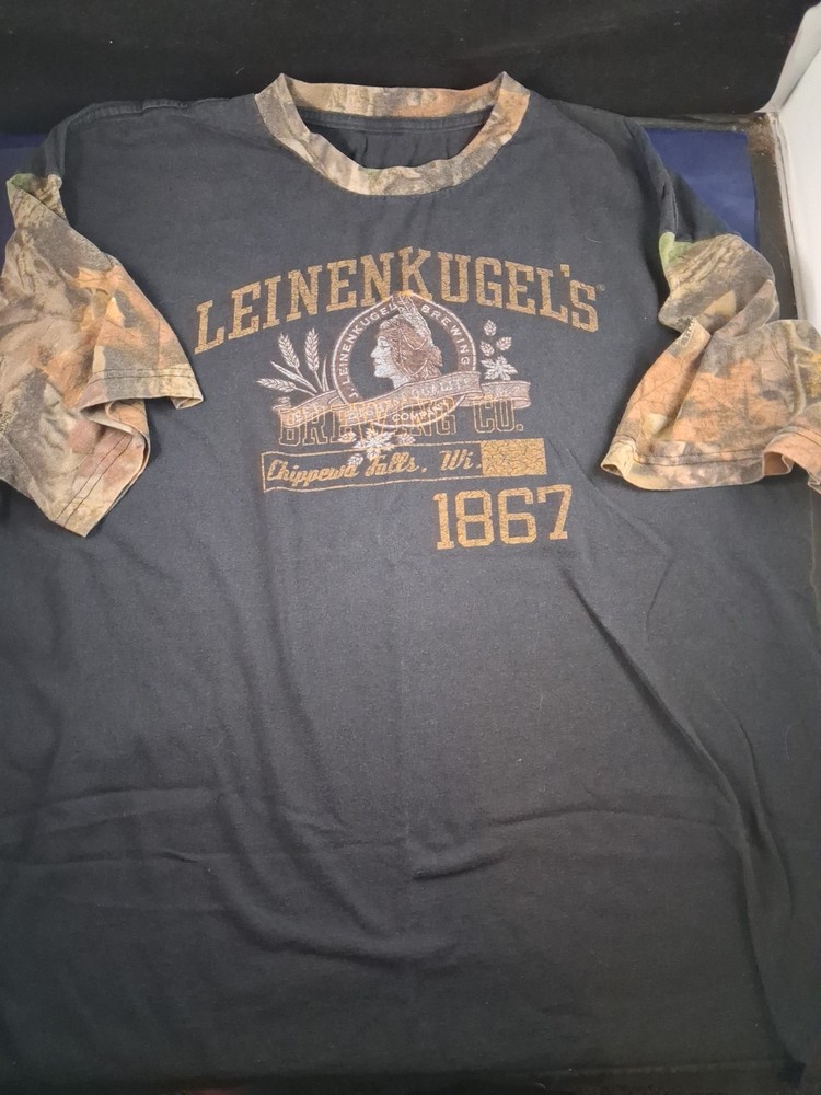 Vtg Advantage Timber LEINENKUGELS Beer Camo Camo Camouflage T Shirt Rare *1FB