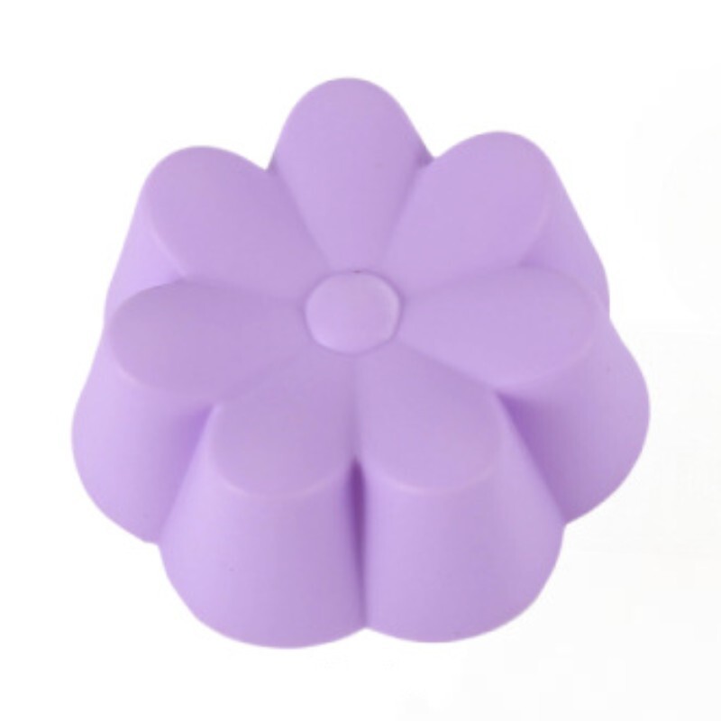 10Pcs Silicone Cupcake Liners Reusable Baking Cups Pastry Molds Flower Purple