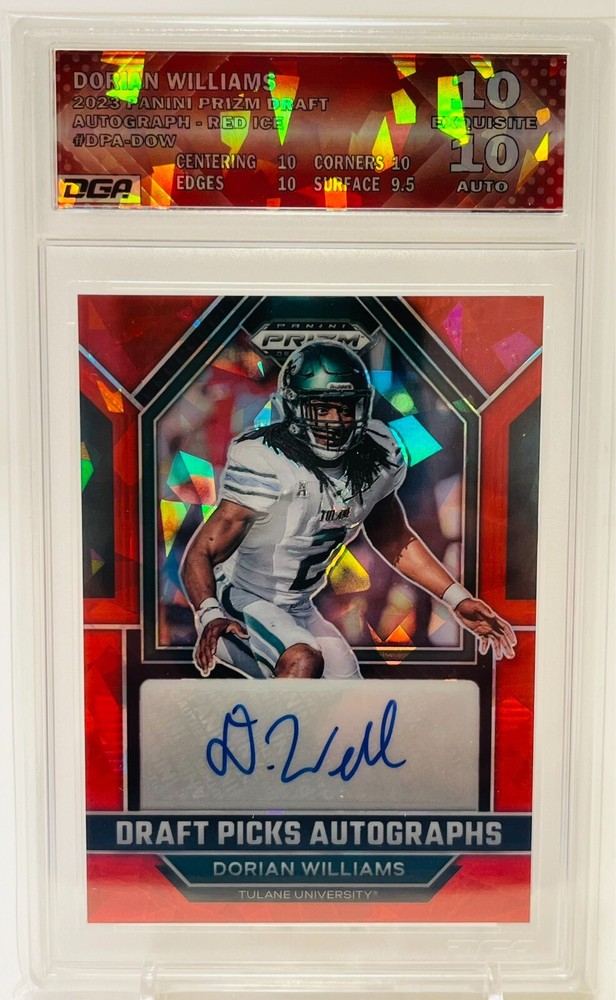 Dorian Williams 2023 Panini Prizm Draft Picks Red Ice Auto, Tulane, Bills