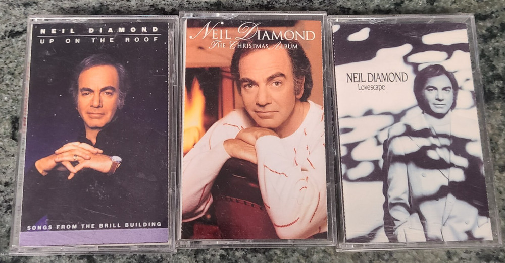 Vintage Neil Diamond Cassette Tapes Christmas, Lovescape, Up..Roof tape Lot of 3