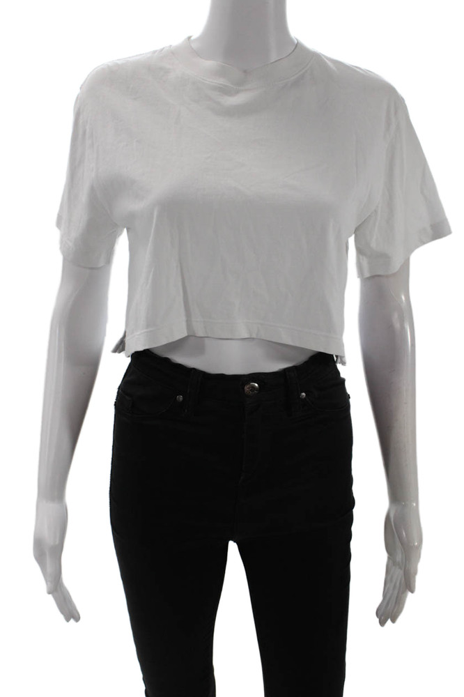 x Karla Womens Cropped Basic T-Shirt White Crew Neck 100% Cotton Size XSFree Shipping in US $100+ Orders | $6.95 Orders Below