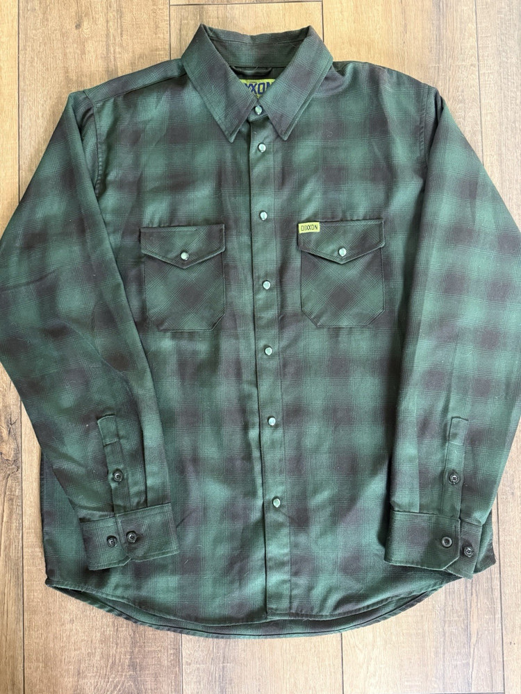 Dixxon Absinthe Men's XL Flannel Plaid Button-Up Shirt Green Black-image