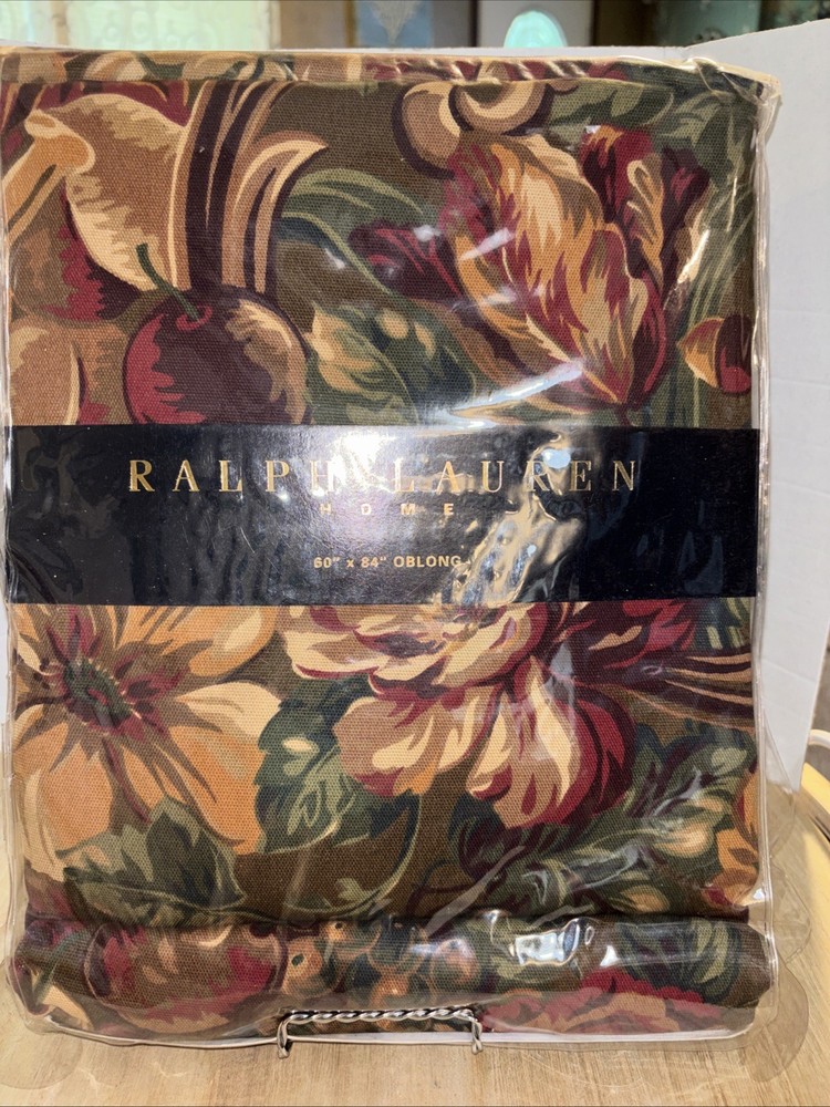New Ralph Lauren Home Oblong Table Cloth Balmoral 50x 84 Fall Floral 100% Cotton