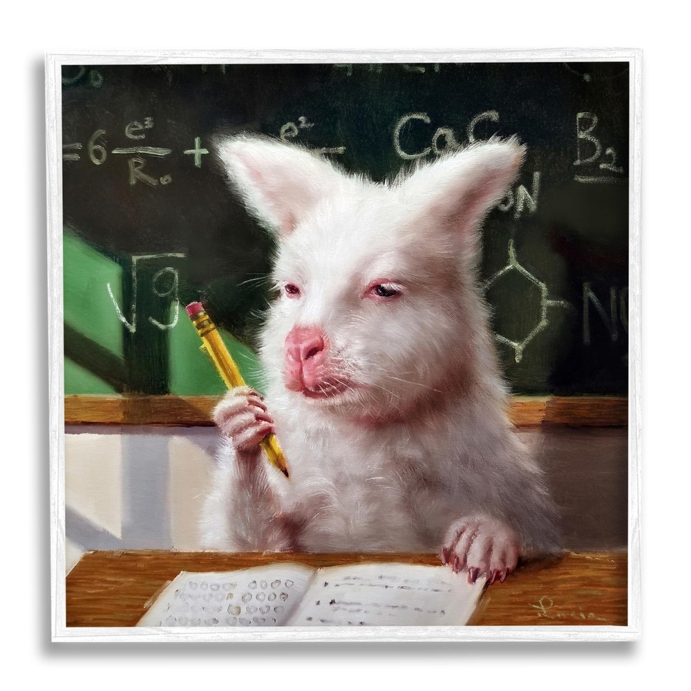 Wallaby in Classroom White Framed Giclee Art Design by Lucia Heffernan