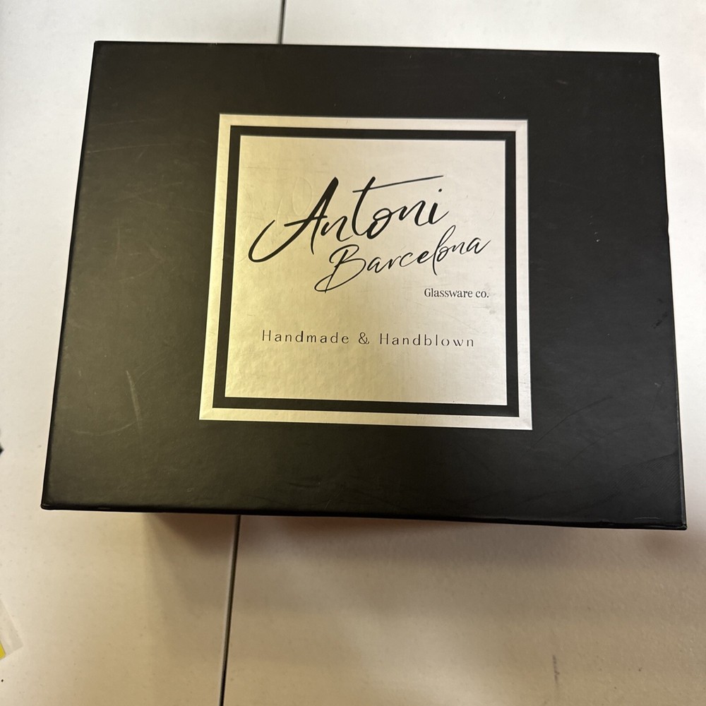 Antoni Barcelona Handpainted Hand Blown Wine Glass Set of 2 Boxed