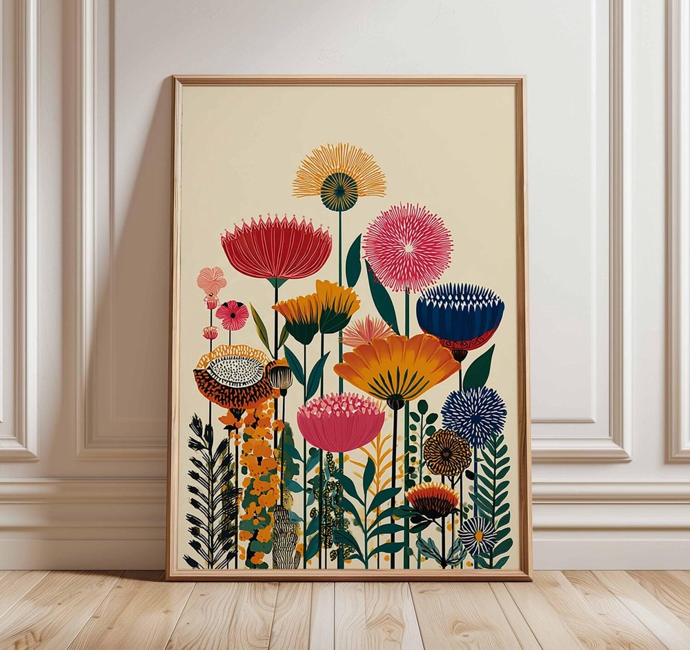 Colorful Botanical Wall Art Print Modern Floral Poster – Vibrant Home Decor
