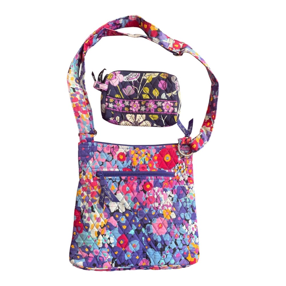 Vera Bradley Hipster Crossbody Bag & Matching Cosmetic Pouch – Colorful Floral Q