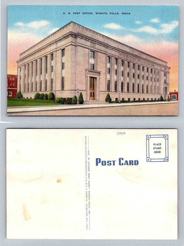 Wichita Falls, TX-Texas, U.S. Post Office and Court House Vintage Postcard