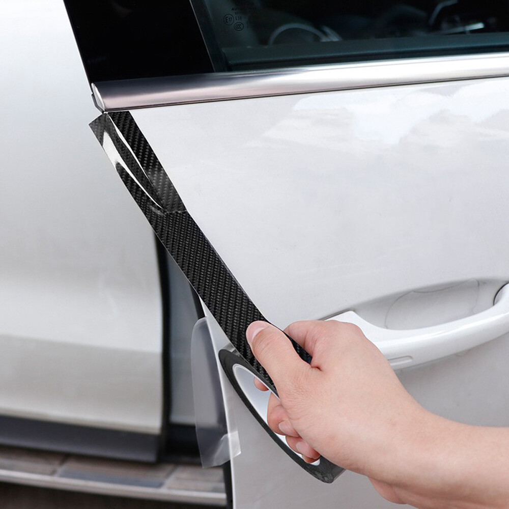 1x Carbon Fibre Car Door Sill Scuff Plate Protector Sticker Anti Scratch Cover