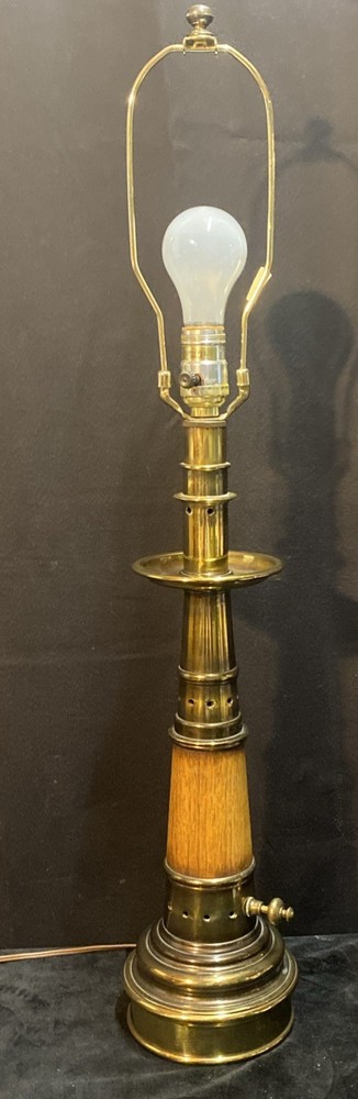 Stiffel Brass & Wood TABLE LAMP Light Working