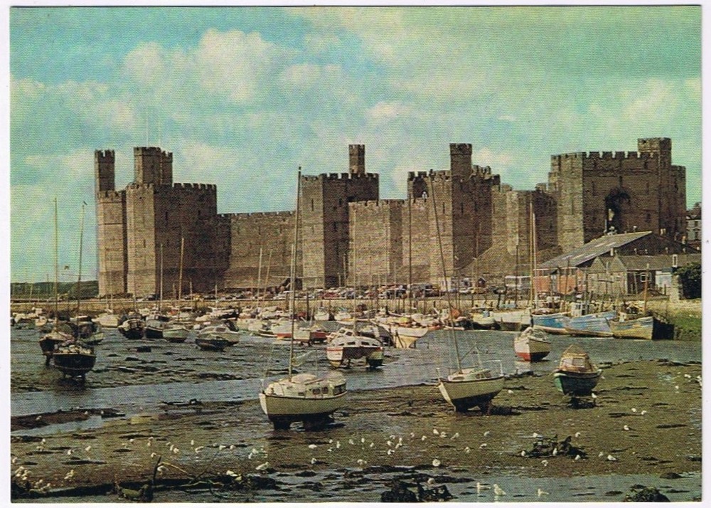 Postcard Caernarfon Castle Gwynedd From South East Wales UK
