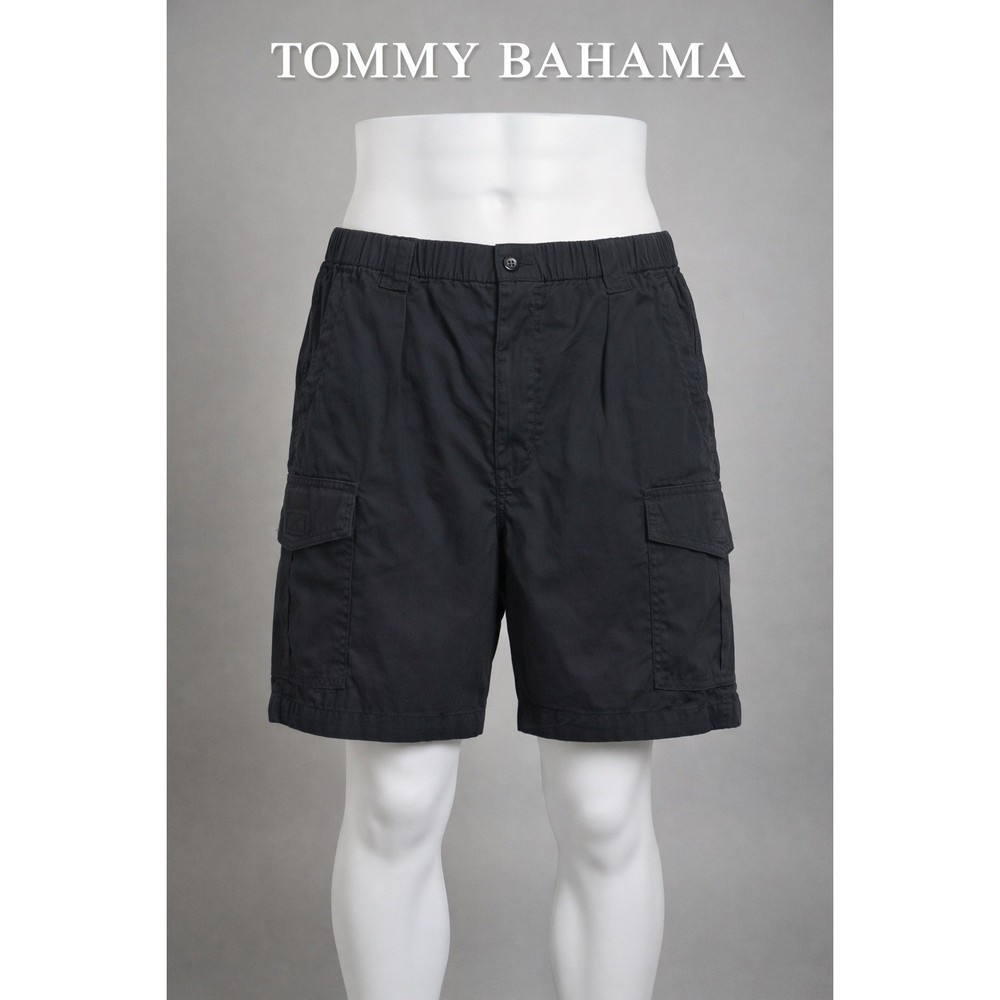 Tommy Bahama Cargo Shorts Mens 3XL Black Relax Elastic Cotton Hiking Outdoor